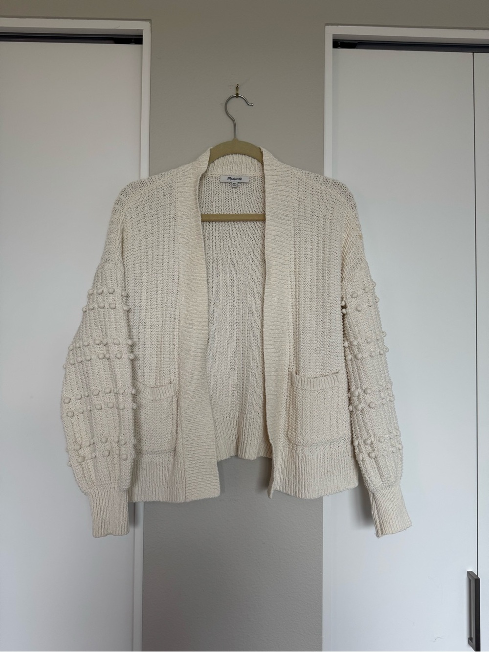 Madewell Cream Bubble-Sleeve Cardigan